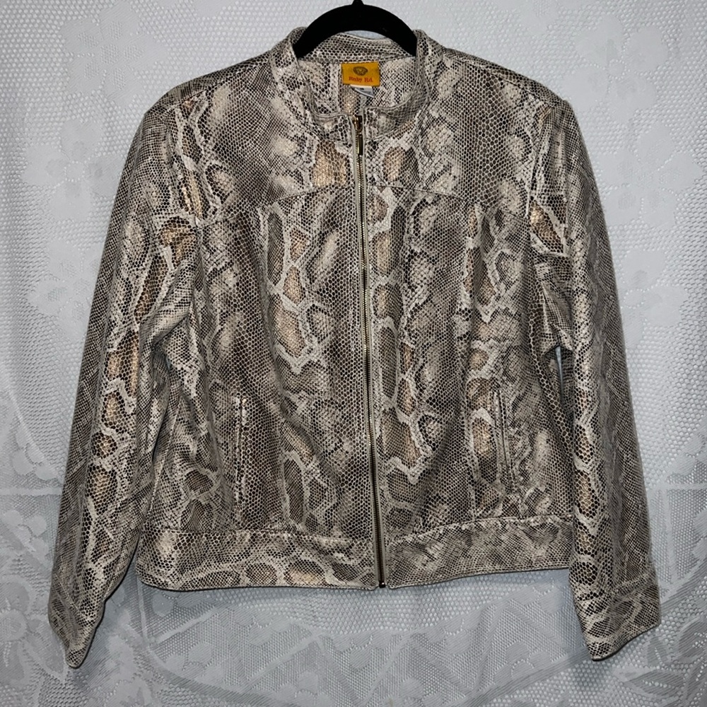 Ruby Rd. Gold and Snakeskin Jacket with Pockets
